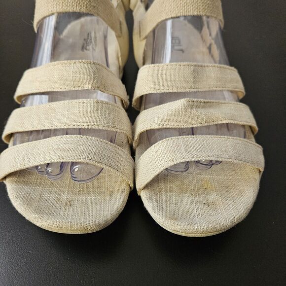 JBU by Jambu Tan Linen Look Sandals Sz 8 Comfort Flat - Picture 6 of 9